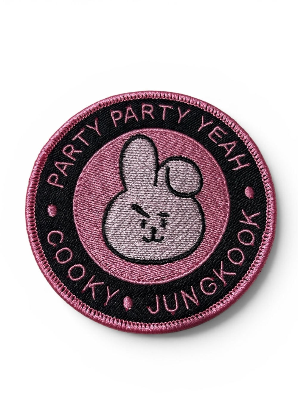 Cooky Jungkook Pink Embroidered Party Patch - Party Party Yeah